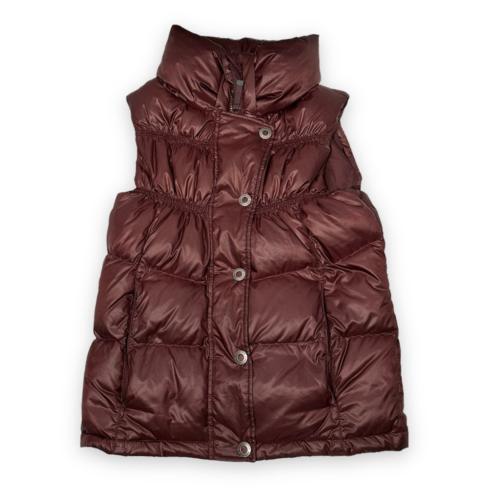 Prana Puffer Vest Womens XS Down‎ Insulated Jacket Purple Waist Length Full Zip
